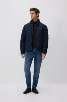 Reserved - Стьобана байкерська куртка - темно-синій - 543HK-59X