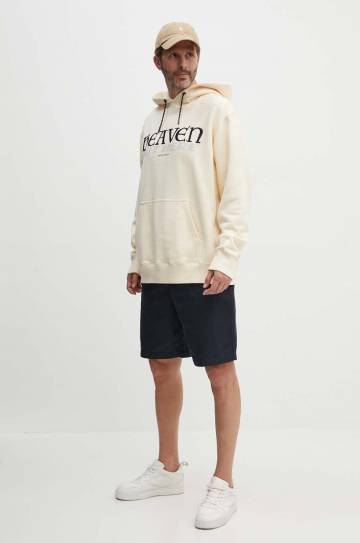 Хлопковая кофта Wood Wood Zeus heaven hoodie мужская цвет бежевый с капюшоном с аппликацией 12335603.2493 Хлопковая кофта Wood Wood Zeus heaven hoodie мужская цвет бежевый с капюшоном с аппликацией 12335603.2493