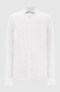 Белая рубашка из льна прямого кроя