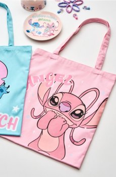Тканинна shopper-сумка з принтом Stitch - пастельний рожевий