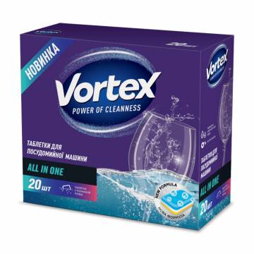 Таблетки для посудомоечных машин Vortex Ultra All in 1, 20 шт Таблетки для посудомоечных машин Vortex Ultra All in 1, 20 шт