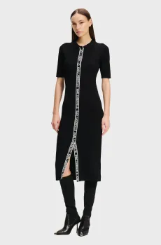 Женское черное платье SSLV LOGO KNIT DRESS Черный M Karl Lagerfeld 246W1320