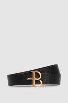 Черный кожаный ремень с монограммой