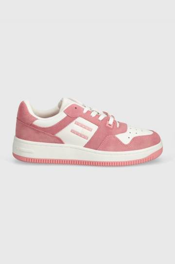 Кроссовки Tommy Jeans TJW RETRO BASKET WASHED SUEDE цвет розовый EN0EN02486 Кроссовки Tommy Jeans TJW RETRO BASKET WASHED SUEDE цвет розовый EN0EN02486