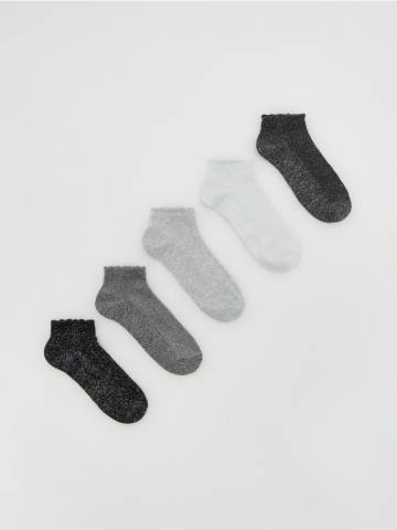 Reserved - Шкарпетки з металізованою ниткою, 5 шт. - кремовий - 024FB-01X