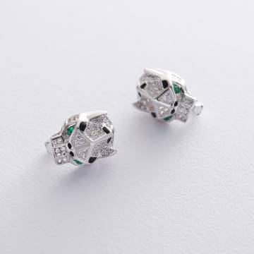 Золотые серьги "Тигрики" с06494 Золотые серьги "Тигрики" с06494