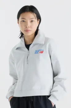 Женская серая спортивная кофта Athletics Premium Белый L New Balance WT62P1FSAHH