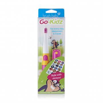 Детская электрическая зубная щетка Brush-Baby Go-Kidz розовая, с наклейками, 1 шт Детская электрическая зубная щетка Brush-Baby Go-Kidz розовая, с наклейками, 1 шт