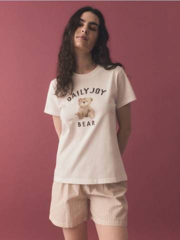 Reserved - Піжамний комплект із двох предметів із принтом - нюдовий - 186CS-02X