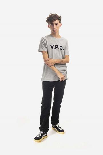 Хлопковая футболка A.P.C. VPC Color цвет серый с принтом COEZB.H26943-LIGHTGRAYC Хлопковая футболка A.P.C. VPC Color цвет серый с принтом COEZB.H26943-LIGHTGRAYC