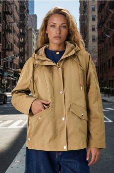 Коротка парка з капюшоном із твіллу - світло-зелений