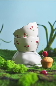 Миска з вишневим мотивом - білий