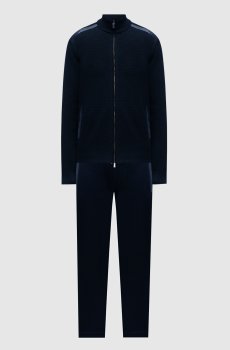 Синий спортивный костюм из шерсти, кашемира и шелка