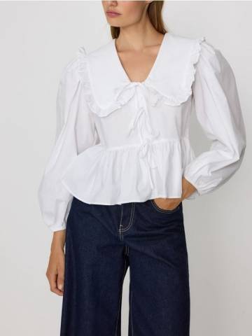 Reserved - Блузка з коміром - білий - 747HF-00X