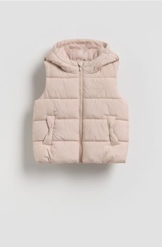 Reserved - Стьобаний жилет із каптуром - бежевий - 398HR-08X