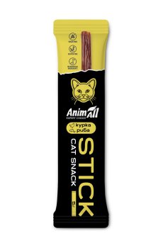 Лакомства для кошек AnimAll Stick с курицей и рыбой, 5 г