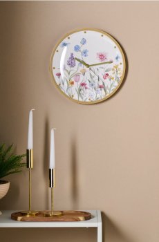 Настінний годинник з квітковим мотивом - різнобарвний