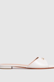 Белые кожаные шлепанцы с монограммой логотипа