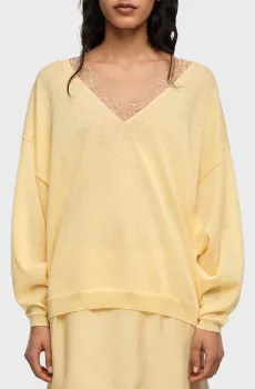 Женский желтый льняной пуловер Желтый M Bimba Y Lola 261BR7225.10114