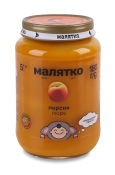 Детское фруктовое пюре Малятко Персик, с 5 месяцев, 180 г