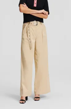 Женские бежевые брюки COTTON BLEND Бежевый 44 Karl Lagerfeld 241W1002
