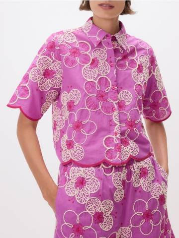 Reserved - Бавовняна сорочка з вишивкою - рожевий - 560EH-30X