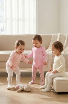 Бавовняне боді 3 pack - кремовий