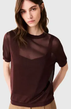 Женский коричневый джемпер 2в1 Коричневый 34 MAJE MFPPU01037_Brown