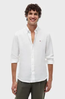 Мужская белая льняная рубашка PIGMENT Белый L Tommy Hilfiger MW0MW41530