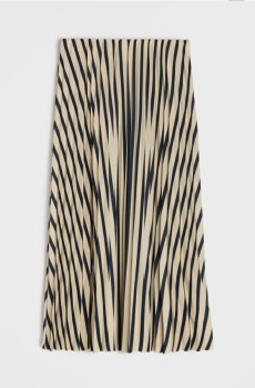 Плісирована спідниця міді в смужку - чорний