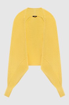 Желтый кардиган с гравировкой логотипа