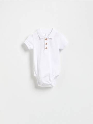 Reserved - Бавовняне боді з коміром - білий - 4671S-00X