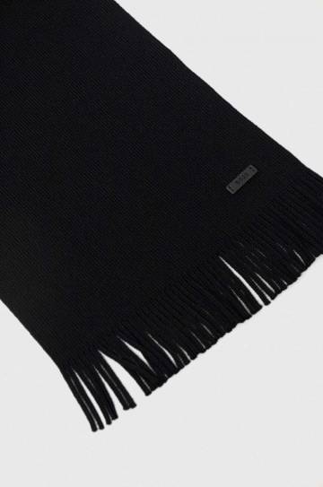 Шерстяной шарф BOSS цвет чёрный однотонный Шерстяной шарф BOSS цвет чёрный однотонный