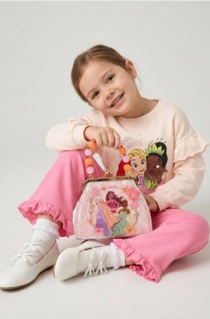 Сумочка з блискучим покриттям і декоративною ручкою Disney - пастельний рожевий