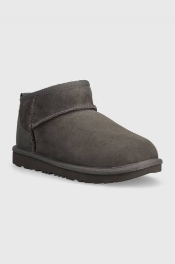 Детские замшевые сапоги UGG KIDS CLASSIC ULTRA MINI цвет серый Детские замшевые сапоги UGG KIDS CLASSIC ULTRA MINI цвет серый