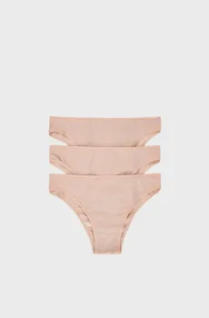 Женские бежевые трусики (3 шт) Бежевый M womensecret 7682921