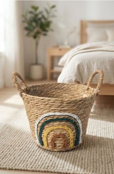 Плетений кошик для зберігання з мотивом веселки - різнобарвний