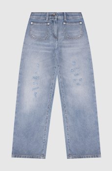 Детские голубые джинсы с прорехами