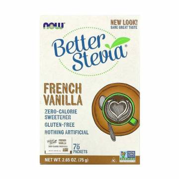 Стевия NOW foods Better Stevia подсластитель с нулевой калорийностью, вкус французской ванили, в саше, 75*1 г Стевия NOW foods Better Stevia подсластитель с нулевой калорийностью, вкус французской ванили, в саше, 75*1 г