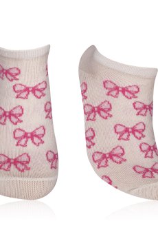 Носки женские AmiGA укороченные, молочные с бантами, размер 23-25