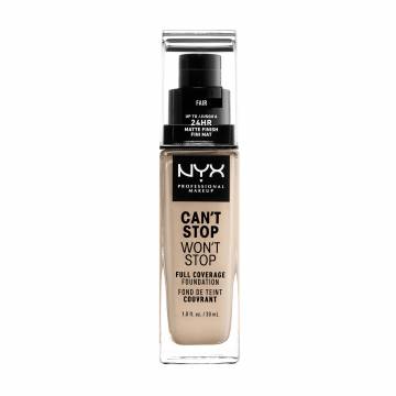 Стойкая тональная основа для лица NYX Professional Makeup Cant Stop Wont Stop Full Coverage Foundation, 1.5 Fair, 30 мл Стойкая тональная основа для лица NYX Professional Makeup Cant Stop Wont Stop Full Coverage Foundation, 1.5 Fair, 30 мл