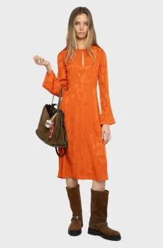 Женское оранжевое шелковое платье с узором Randon Оранжевый S ZADIG&VOLTAIRE WWDR02614_TANGERINE