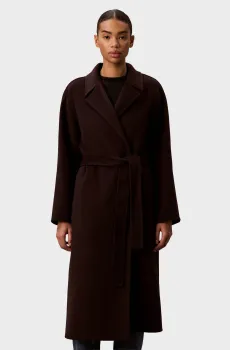 Женское темно-коричневое шерстяное пальто CLASSIC Коричневый L Calvin Klein LV044G509G