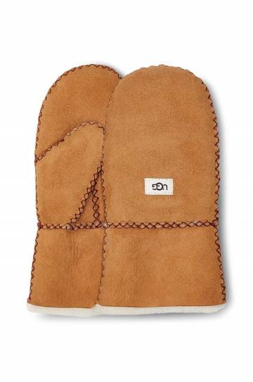 Детские кожаные перчатки UGG цвет бежевый