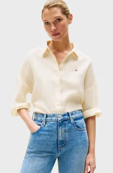 Женская желтая льняная рубашка ESS Желтый XXS Tommy Hilfiger WW0WW46169