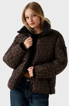 Женская темно-коричневая куртка с узором Коричневый XS Guess W5BL47.W3702;P1UK