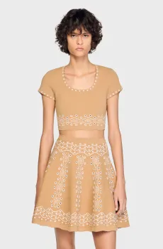 Женский бежевый топ Бежевый M Sandro SFPPU02848_Beige