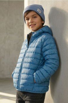 Стьобана куртка puffer з капюшоном з мотивом динозаврів - синій