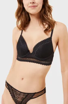 Женский черный бюстгальтер пуш-ап глубокое декольте ETINCELLE Черный 70C Etam 6528175