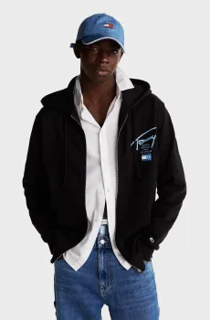 Мужское черное худи TJM REG SIG TWIST ZIPTHRU EXT Черный L Tommy Jeans DM0DM21101